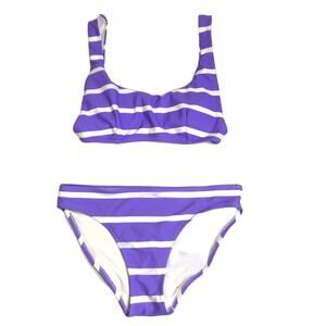 Aerie Purple Striped Scoop Neck Bikini Set Sm